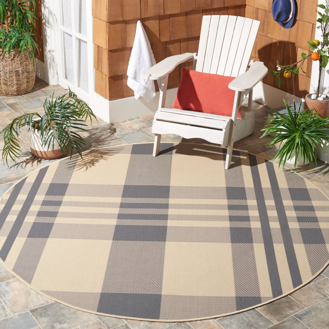 SAFAVIEH Outdoor CY6201-236 Courtyard Grey / Bone Rug Image 2