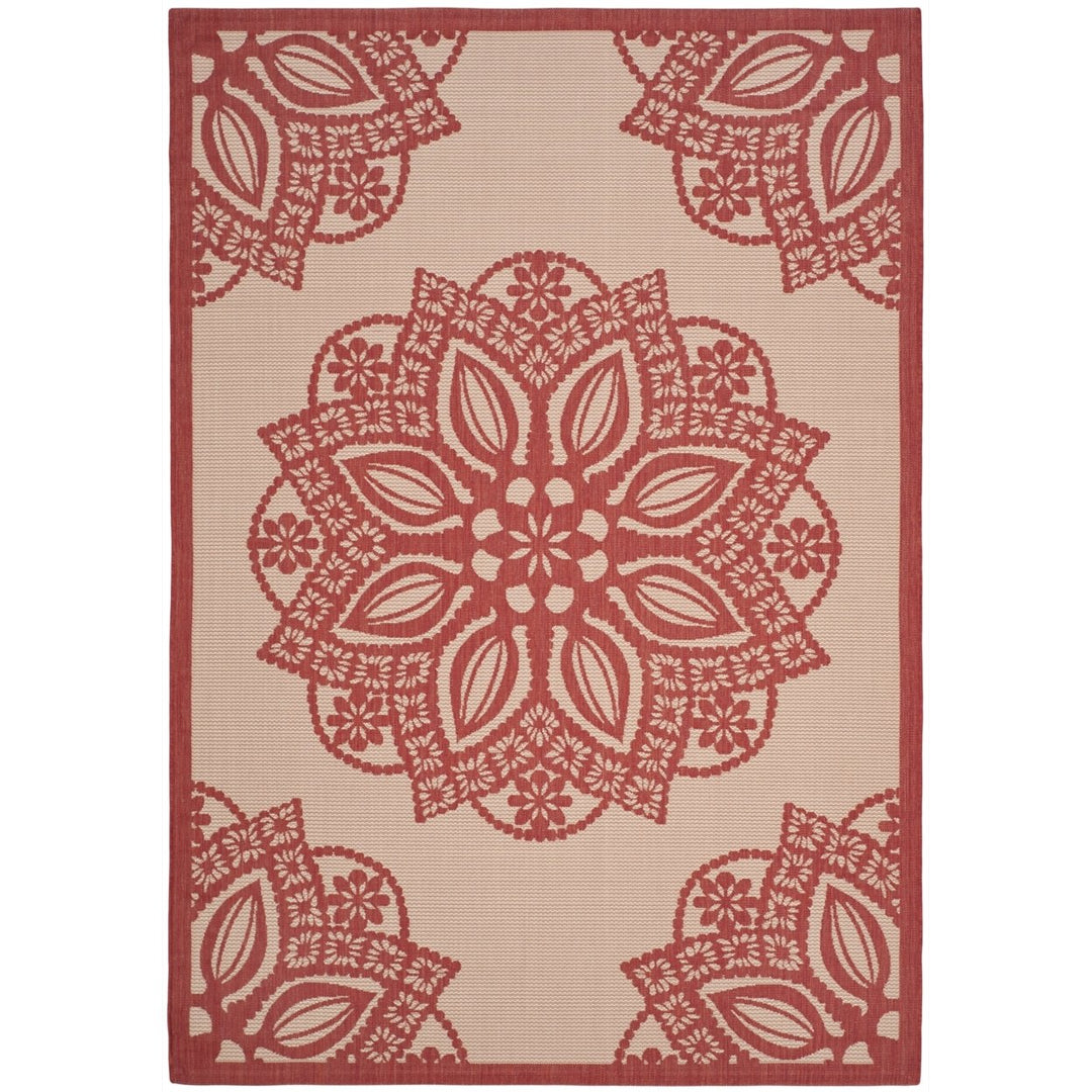 SAFAVIEH Outdoor CY6139-238 Courtyard Beige / Red Rug Image 1