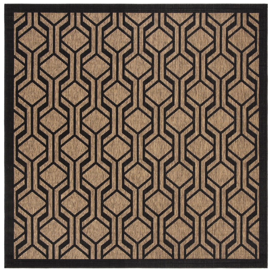 SAFAVIEH Indoor Outdoor CY6114-81 Courtyard Brown / Black Rug Image 10