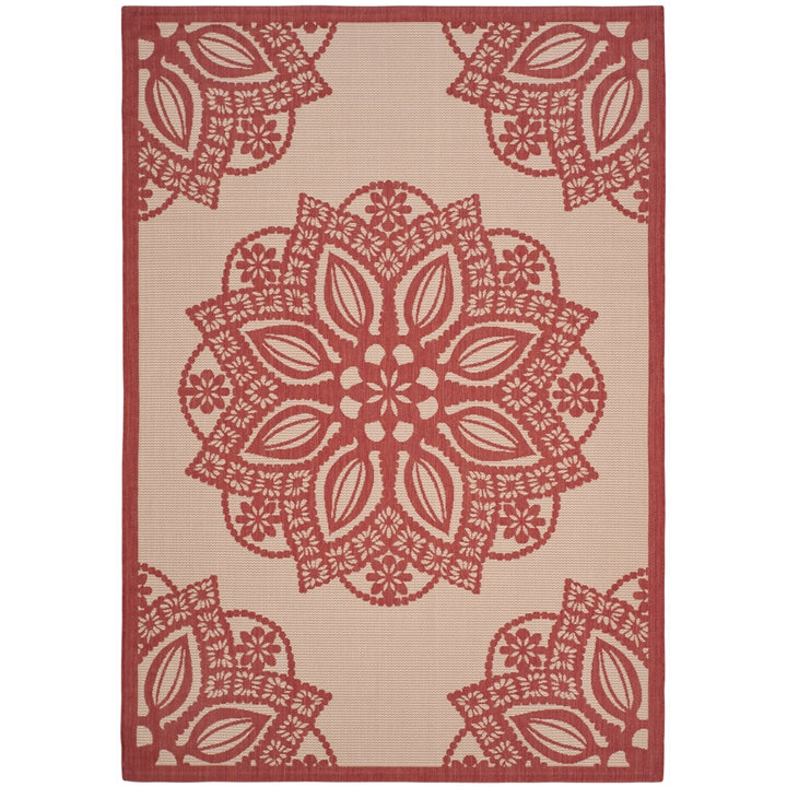 SAFAVIEH Outdoor CY6139-238 Courtyard Beige / Red Rug Image 9