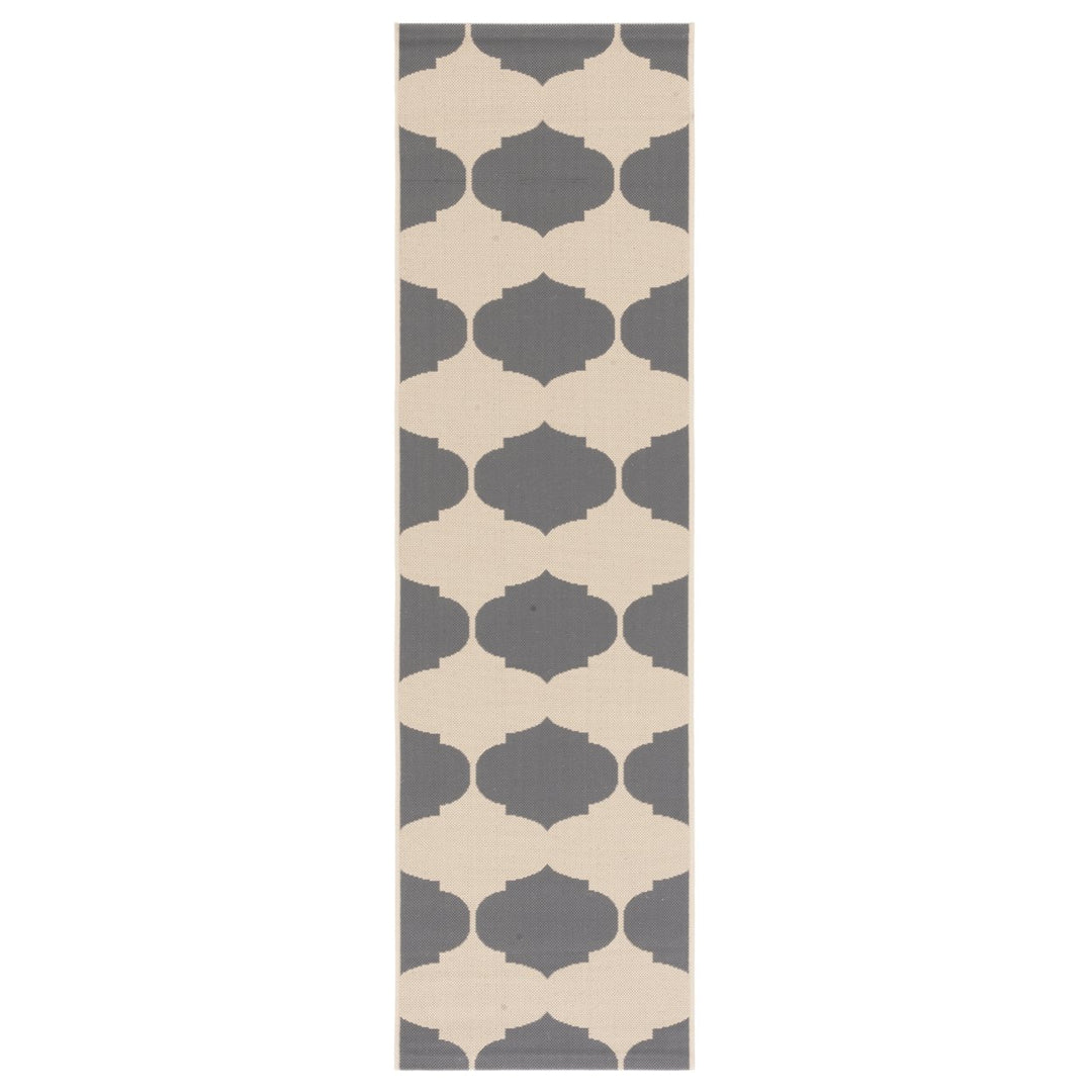 SAFAVIEH Outdoor CY6201-236 Courtyard Grey / Bone Rug Image 1