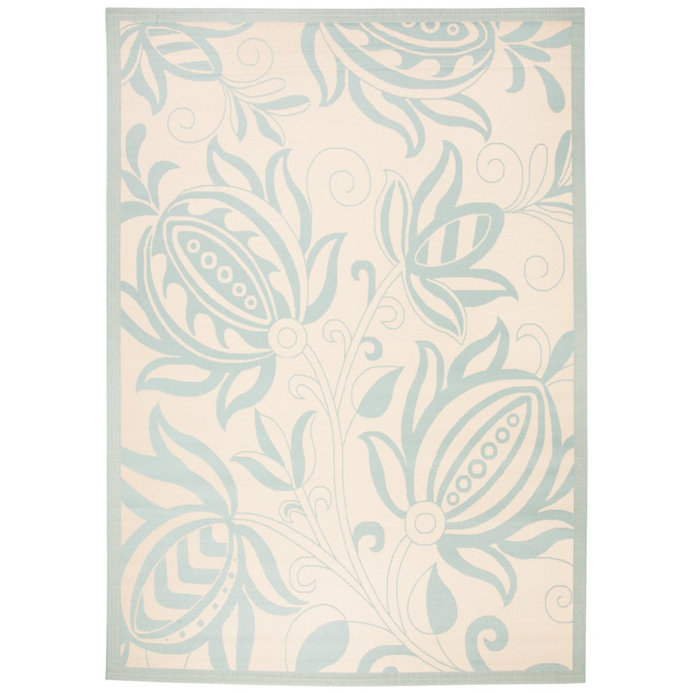 SAFAVIEH Indoor Outdoor CY6109-15 Courtyard Cream / Aqua Rug Image 2