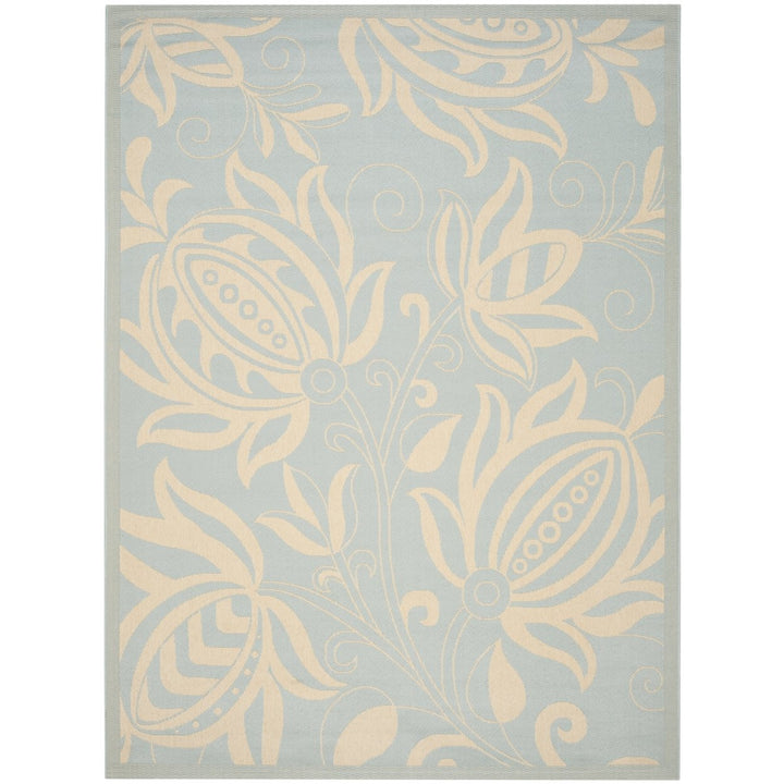 SAFAVIEH Indoor Outdoor CY6109-25 Courtyard Aqua / Cream Rug Image 1