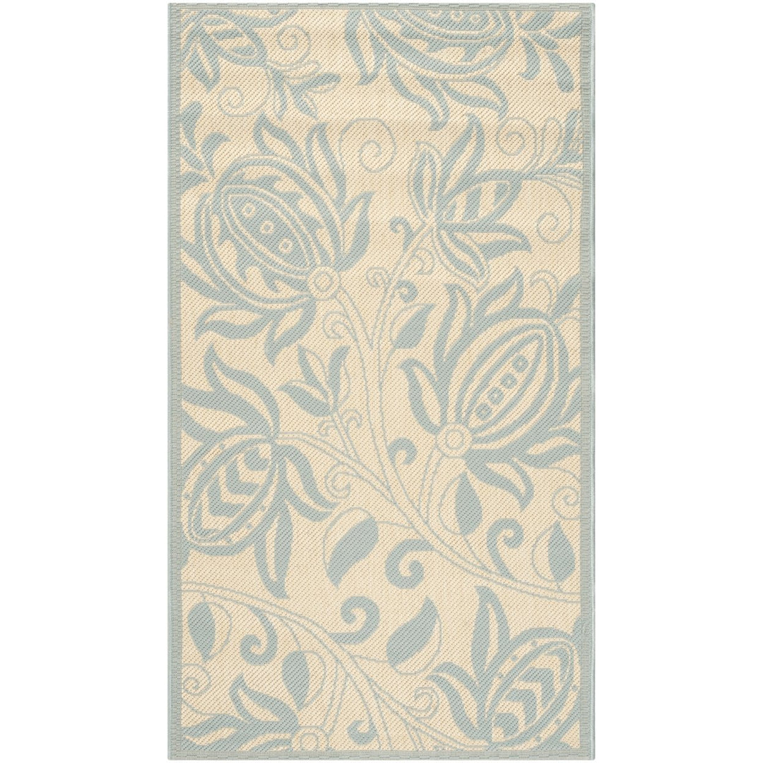 SAFAVIEH Indoor Outdoor CY6109-15 Courtyard Cream / Aqua Rug Image 1