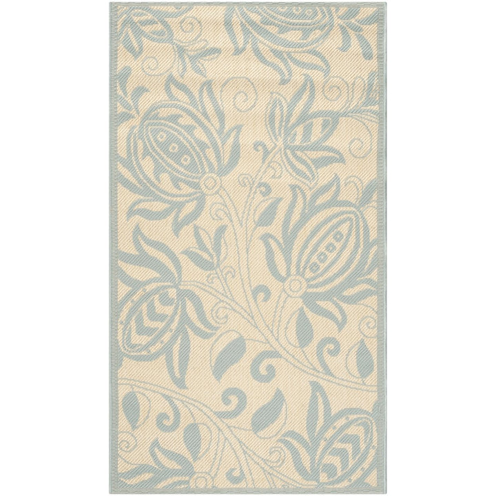 SAFAVIEH Indoor Outdoor CY6109-15 Courtyard Cream / Aqua Rug Image 1