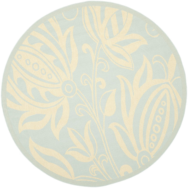 SAFAVIEH Indoor Outdoor CY6109-25 Courtyard Aqua / Cream Rug Image 1