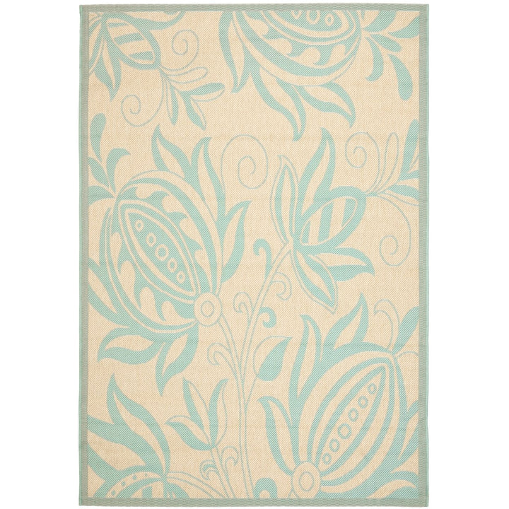 SAFAVIEH Indoor Outdoor CY6109-15 Courtyard Cream / Aqua Rug Image 1