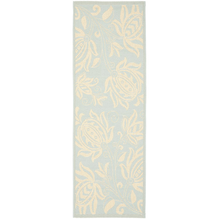 SAFAVIEH Indoor Outdoor CY6109-25 Courtyard Aqua / Cream Rug Image 1