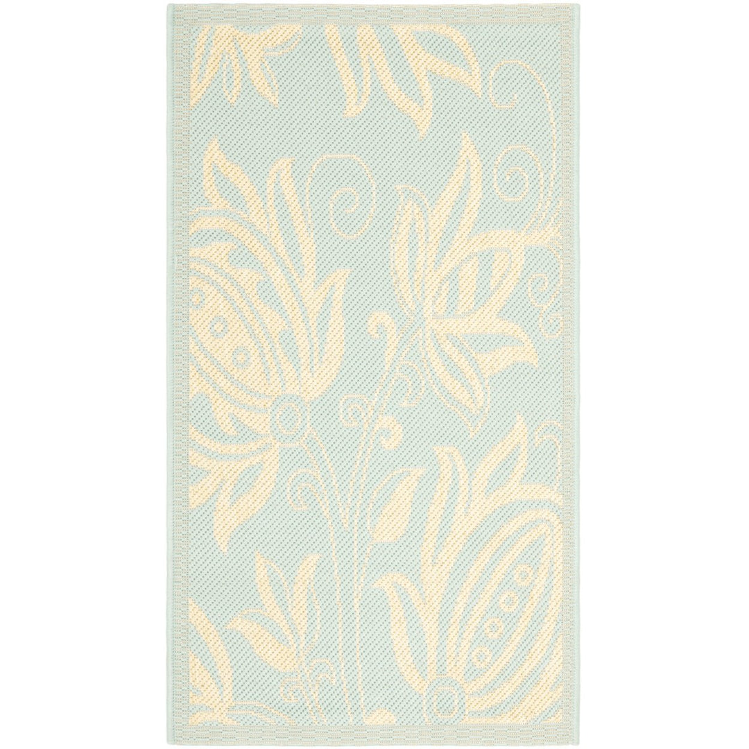 SAFAVIEH Indoor Outdoor CY6109-25 Courtyard Aqua / Cream Rug Image 1