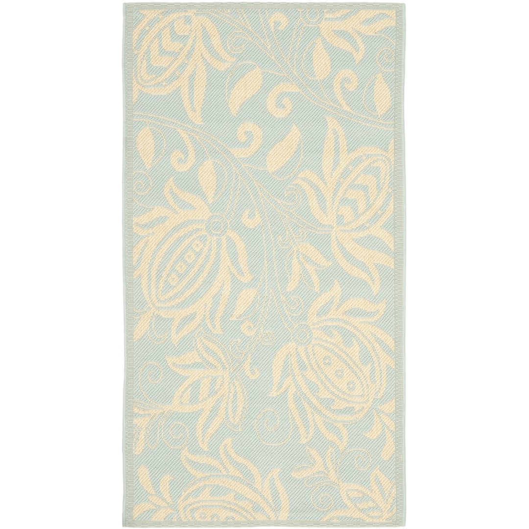 SAFAVIEH Indoor Outdoor CY6109-25 Courtyard Aqua / Cream Rug Image 1