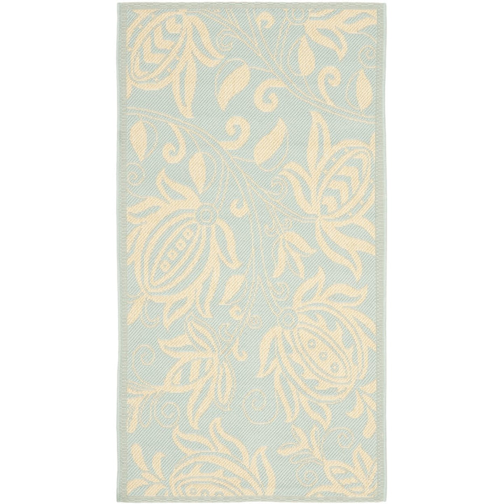 SAFAVIEH Indoor Outdoor CY6109-25 Courtyard Aqua / Cream Rug Image 1