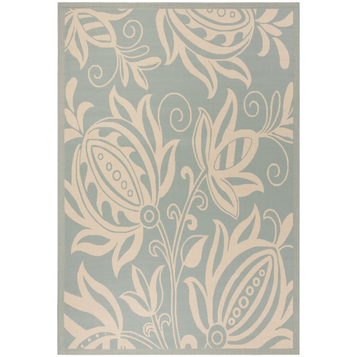 SAFAVIEH Indoor Outdoor CY6109-25 Courtyard Aqua / Cream Rug Image 1