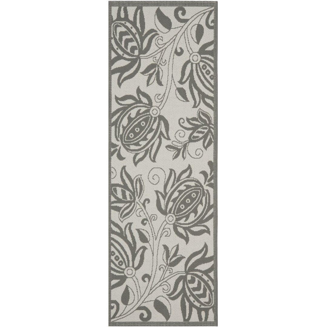 SAFAVIEH Outdoor CY6109-78 Courtyard Lt Grey / Anthracite Rug Image 1