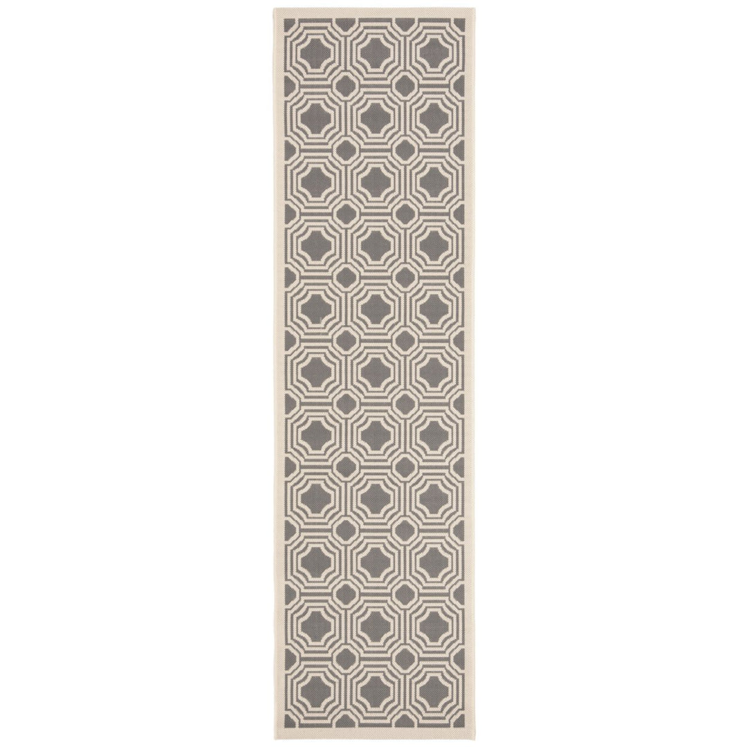 SAFAVIEH Outdoor CY6112-246 Courtyard Anthracite / Beige Rug Image 1