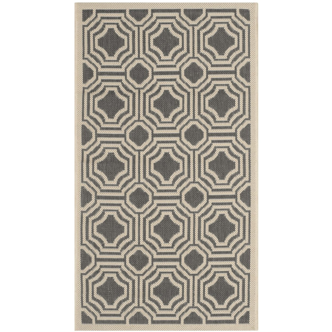 SAFAVIEH Outdoor CY6112-246 Courtyard Anthracite / Beige Rug Image 1