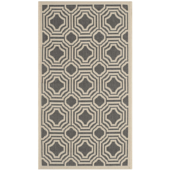 SAFAVIEH Outdoor CY6112-246 Courtyard Anthracite / Beige Rug Image 1