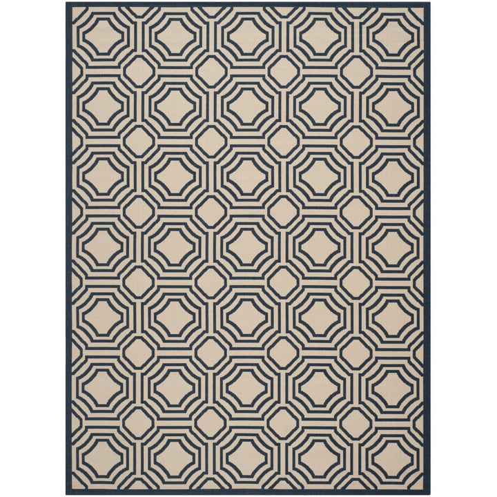 SAFAVIEH Indoor Outdoor CY6112-258 Courtyard Beige / Navy Rug Image 1