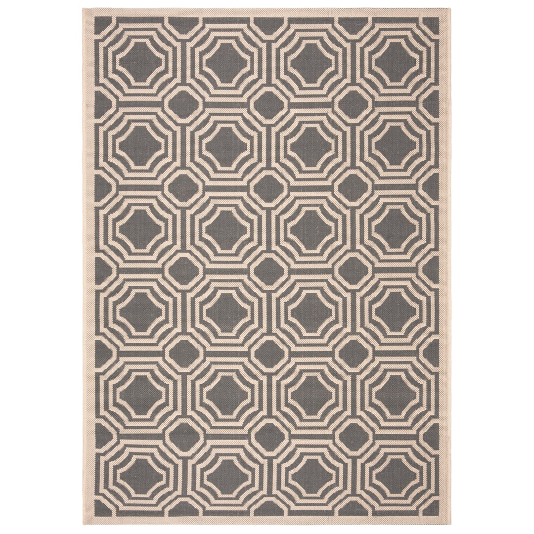 SAFAVIEH Outdoor CY6112-246 Courtyard Anthracite / Beige Rug Image 1