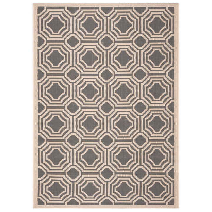 SAFAVIEH Outdoor CY6112-246 Courtyard Anthracite / Beige Rug Image 1