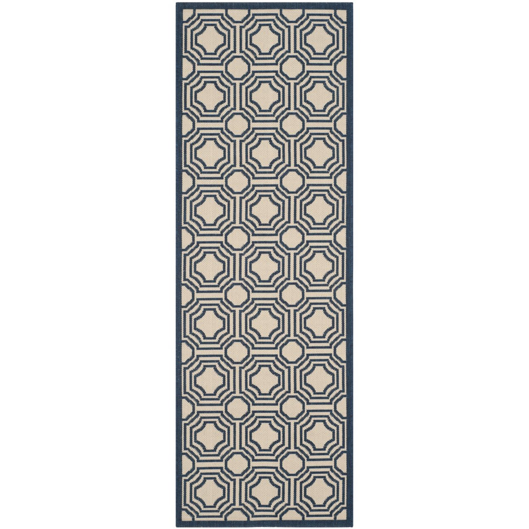 SAFAVIEH Indoor Outdoor CY6112-258 Courtyard Beige / Navy Rug Image 1