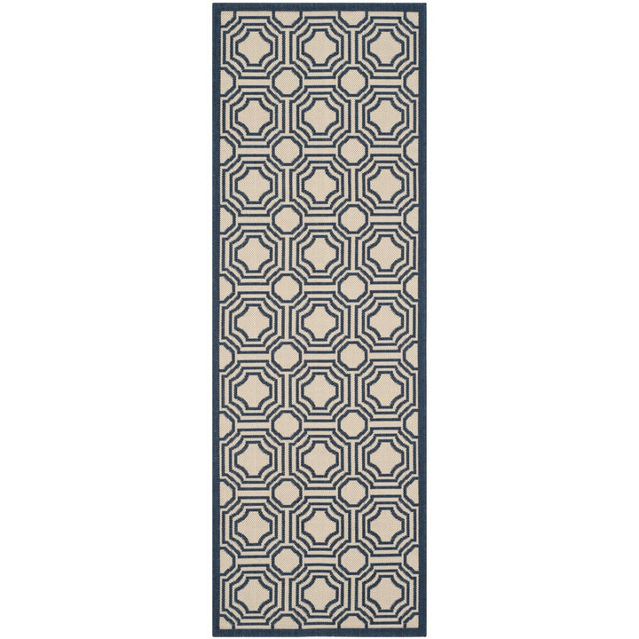 SAFAVIEH Indoor Outdoor CY6112-258 Courtyard Beige / Navy Rug Image 1