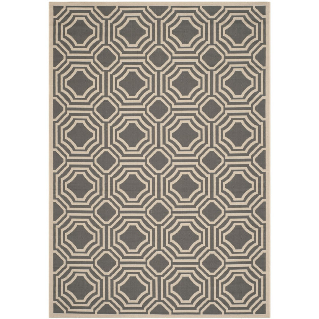 SAFAVIEH Outdoor CY6112-246 Courtyard Anthracite / Beige Rug Image 1