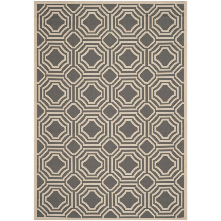 SAFAVIEH Outdoor CY6112-246 Courtyard Anthracite / Beige Rug Image 1