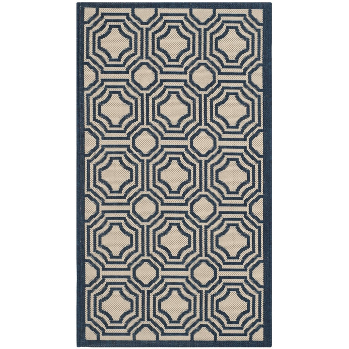 SAFAVIEH Indoor Outdoor CY6112-258 Courtyard Beige / Navy Rug Image 1