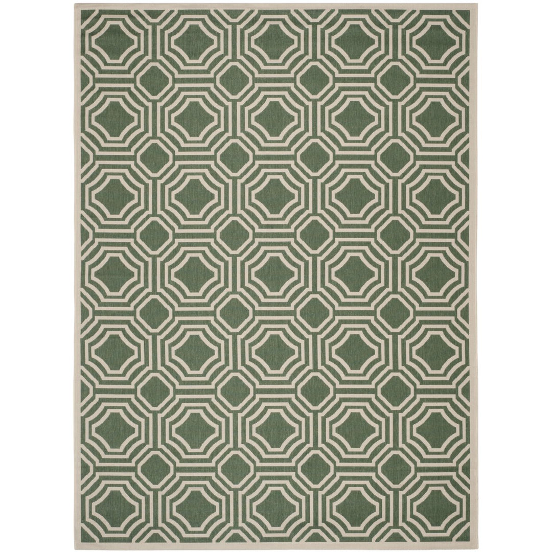 SAFAVIEH Outdoor CY6112-332 Courtyard Dark Green / Beige Rug Image 1