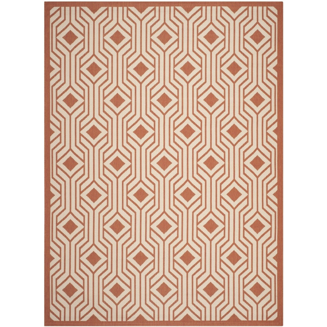 SAFAVIEH Outdoor CY6113-231 Courtyard Beige / Terracotta Rug Image 1