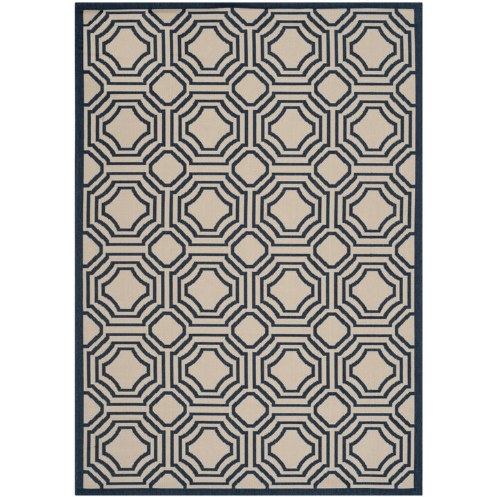 SAFAVIEH Indoor Outdoor CY6112-258 Courtyard Beige / Navy Rug Image 1