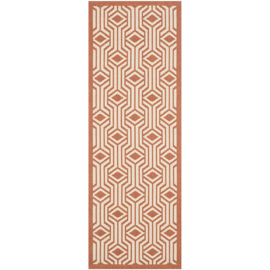 SAFAVIEH Outdoor CY6113-231 Courtyard Beige / Terracotta Rug Image 1