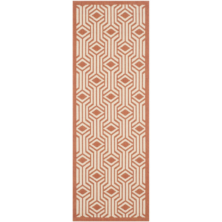 SAFAVIEH Outdoor CY6113-231 Courtyard Beige / Terracotta Rug Image 1