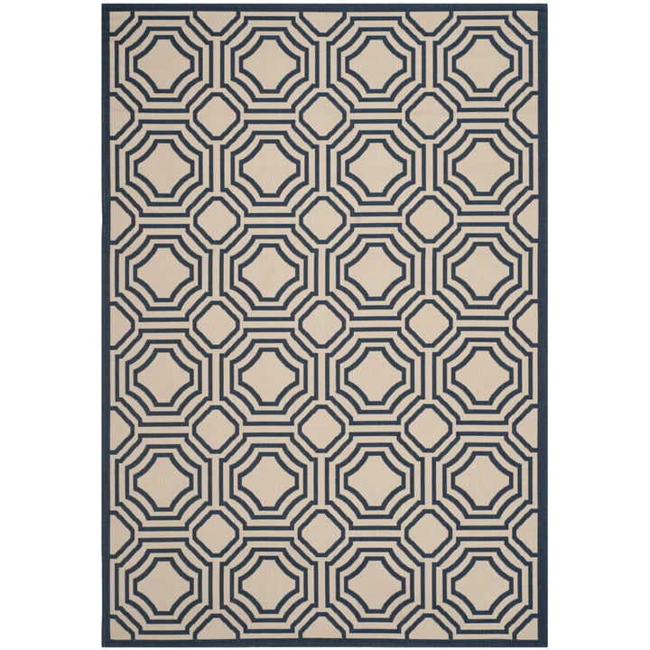 SAFAVIEH Indoor Outdoor CY6112-258 Courtyard Beige / Navy Rug Image 1