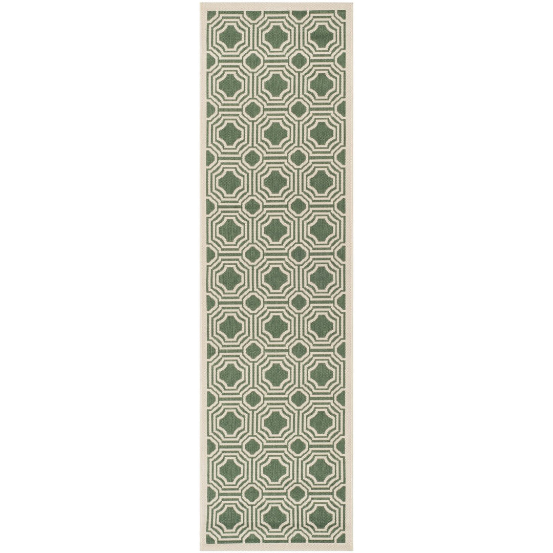 SAFAVIEH Outdoor CY6112-332 Courtyard Dark Green / Beige Rug Image 1