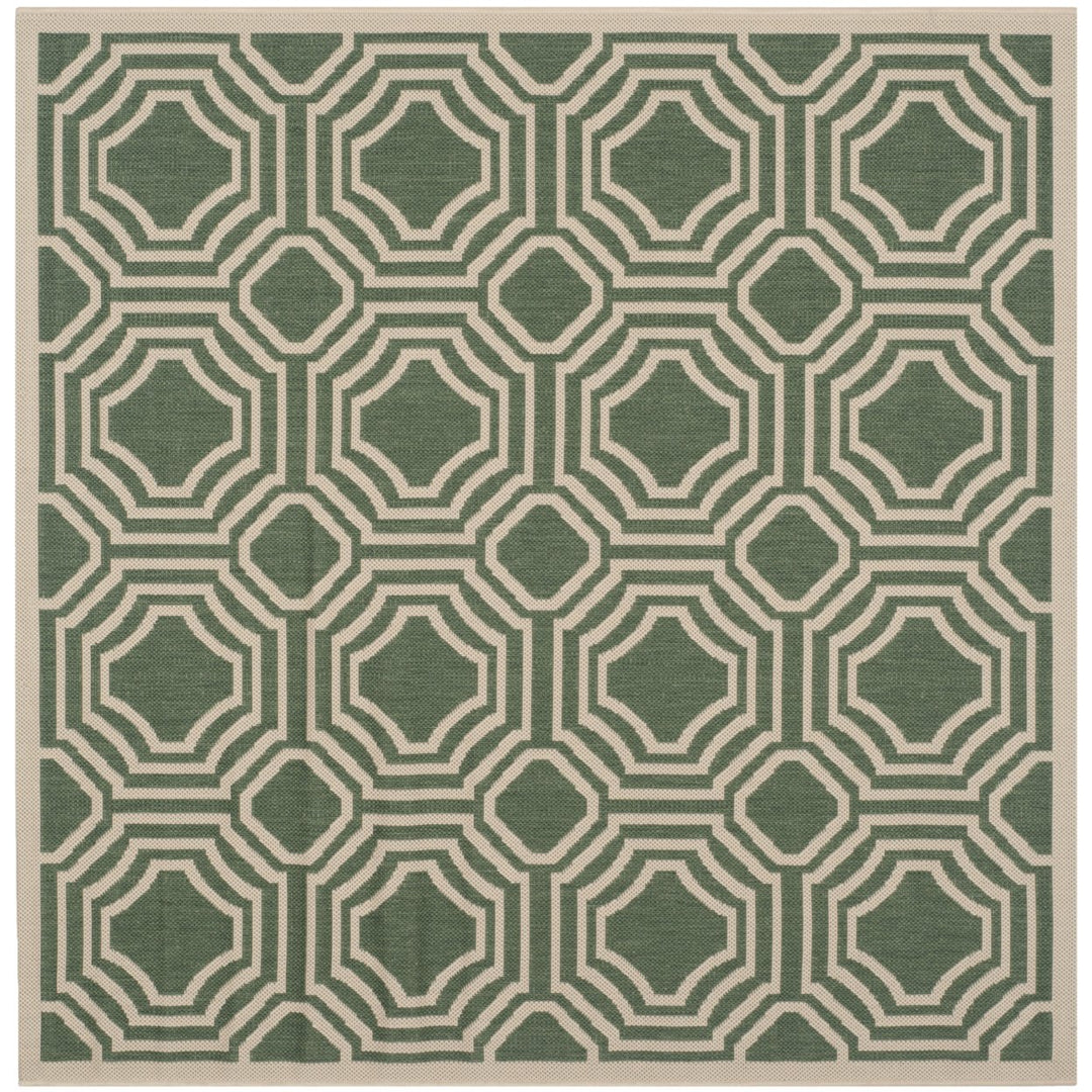 SAFAVIEH Outdoor CY6112-332 Courtyard Dark Green / Beige Rug Image 1