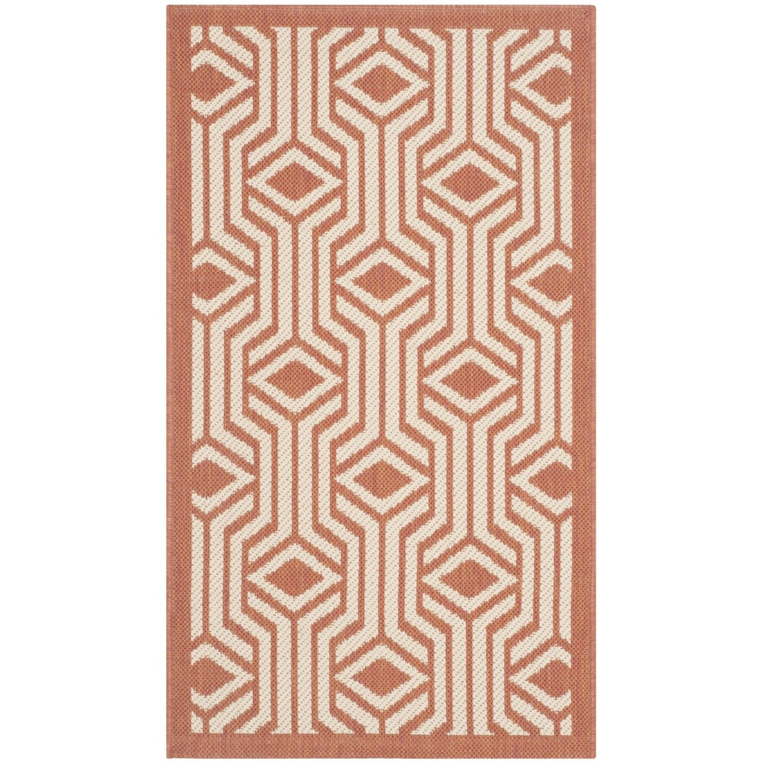 SAFAVIEH Outdoor CY6113-231 Courtyard Beige / Terracotta Rug Image 1