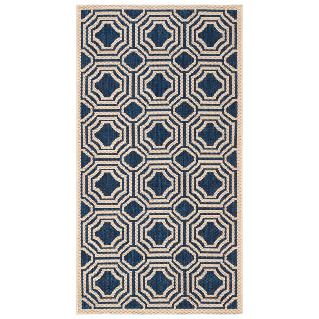 SAFAVIEH CY6112-268 Courtyard Navy / Beige Image 1