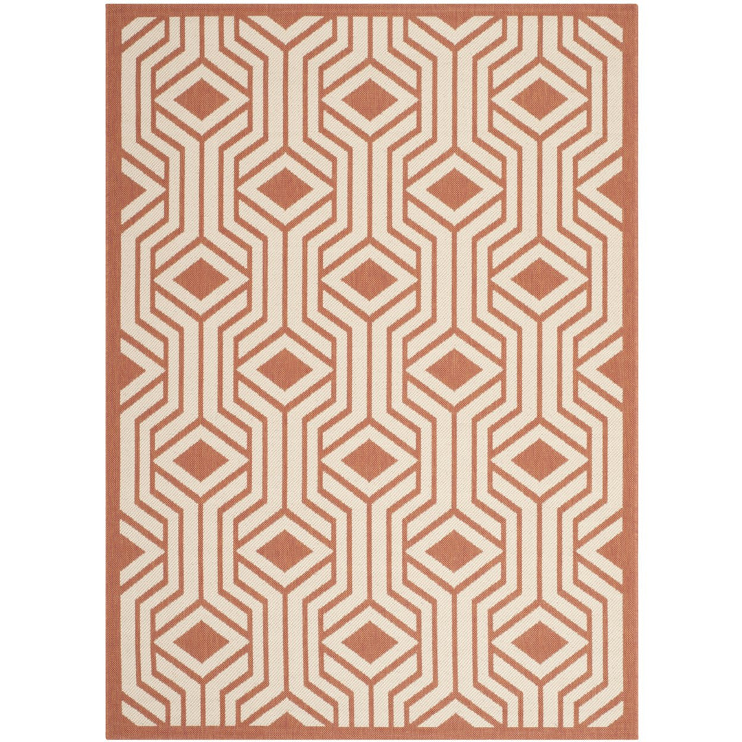 SAFAVIEH Outdoor CY6113-231 Courtyard Beige / Terracotta Rug Image 1