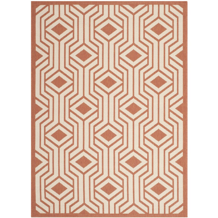 SAFAVIEH Outdoor CY6113-231 Courtyard Beige / Terracotta Rug Image 1