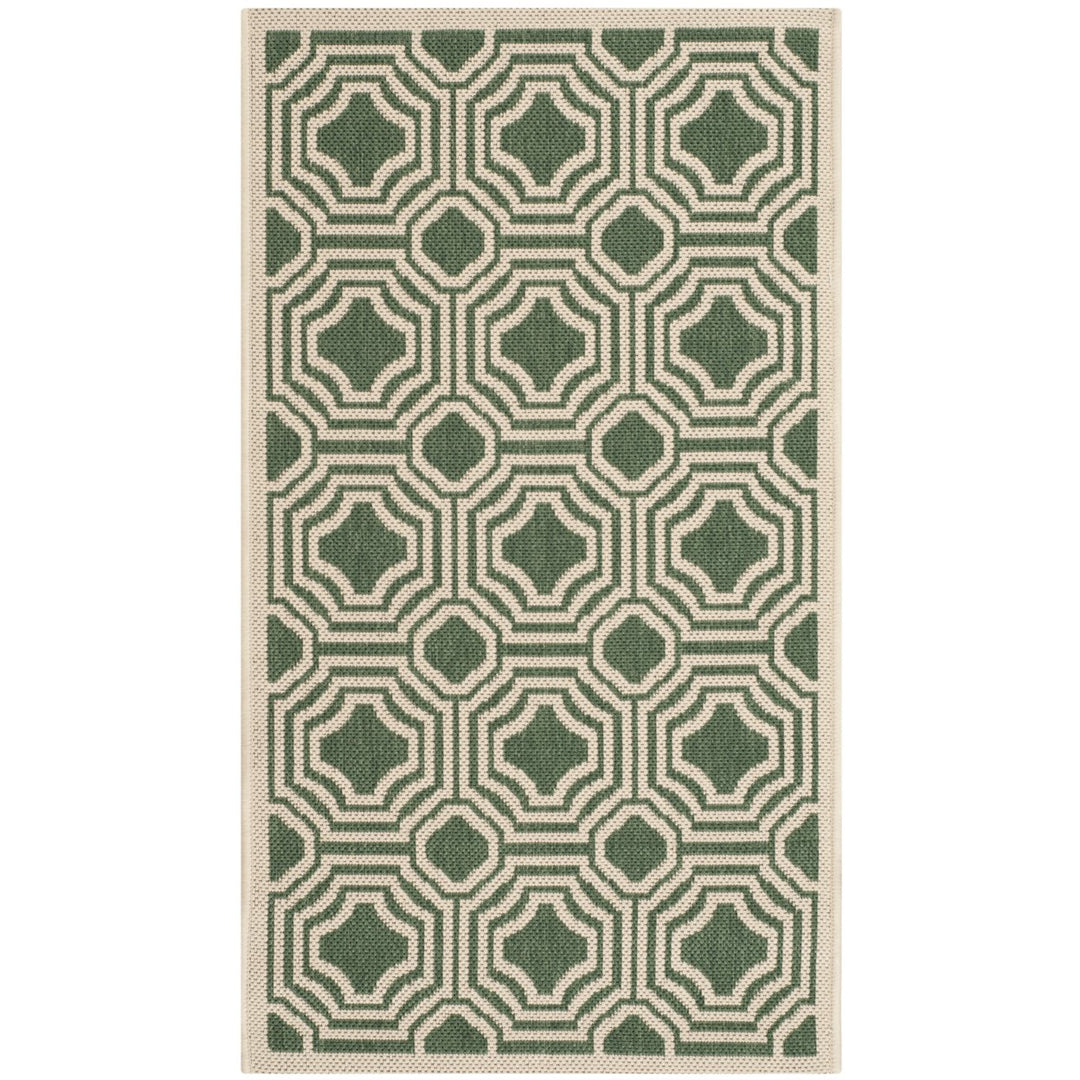 SAFAVIEH Outdoor CY6112-332 Courtyard Dark Green / Beige Rug Image 1