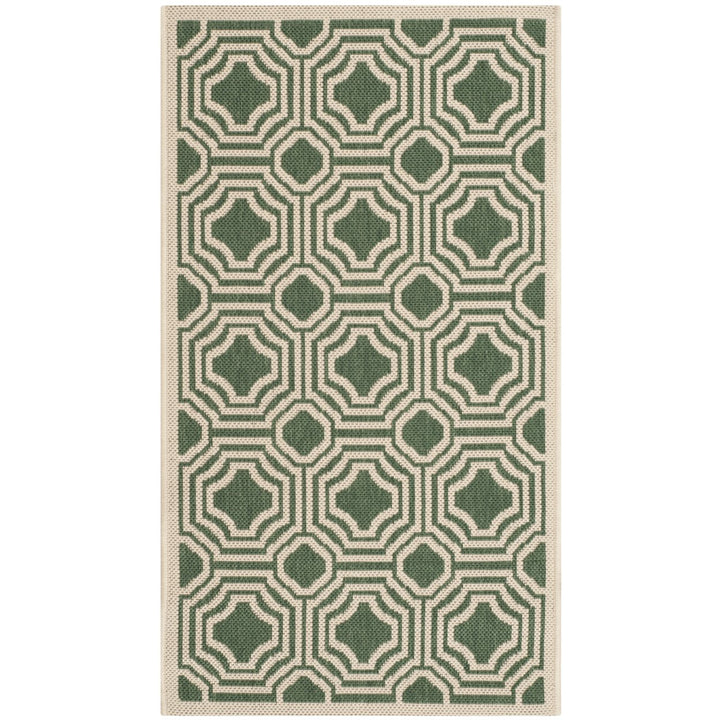 SAFAVIEH Outdoor CY6112-332 Courtyard Dark Green / Beige Rug Image 1