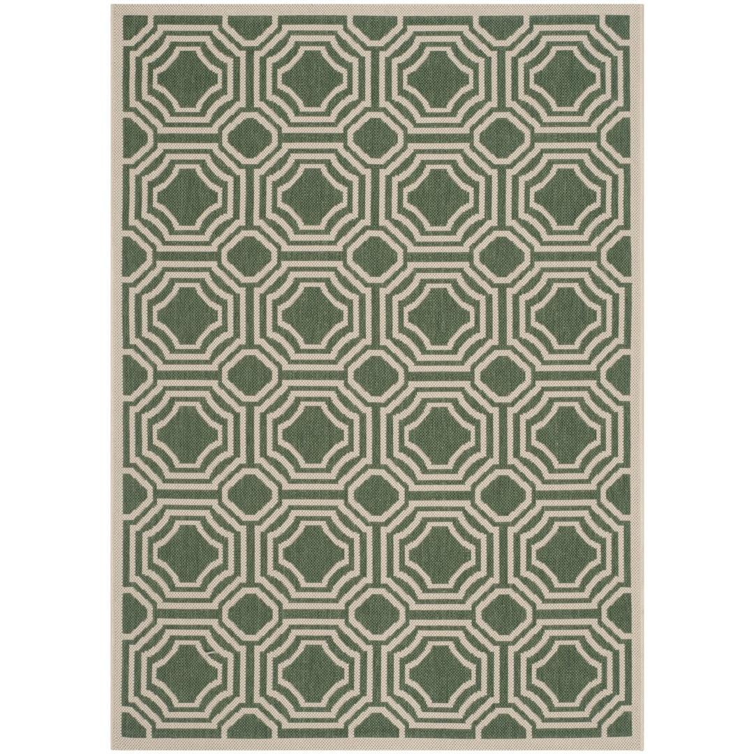 SAFAVIEH Outdoor CY6112-332 Courtyard Dark Green / Beige Rug Image 1