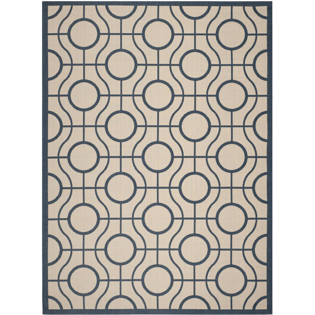 SAFAVIEH Indoor Outdoor CY6115-258 Courtyard Beige / Navy Rug Image 1