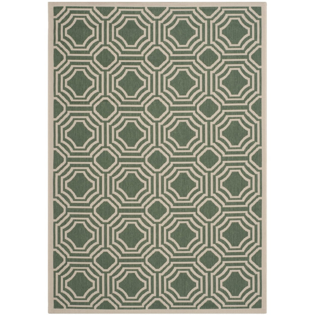 SAFAVIEH Outdoor CY6112-332 Courtyard Dark Green / Beige Rug Image 1