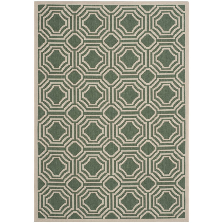 SAFAVIEH Outdoor CY6112-332 Courtyard Dark Green / Beige Rug Image 1