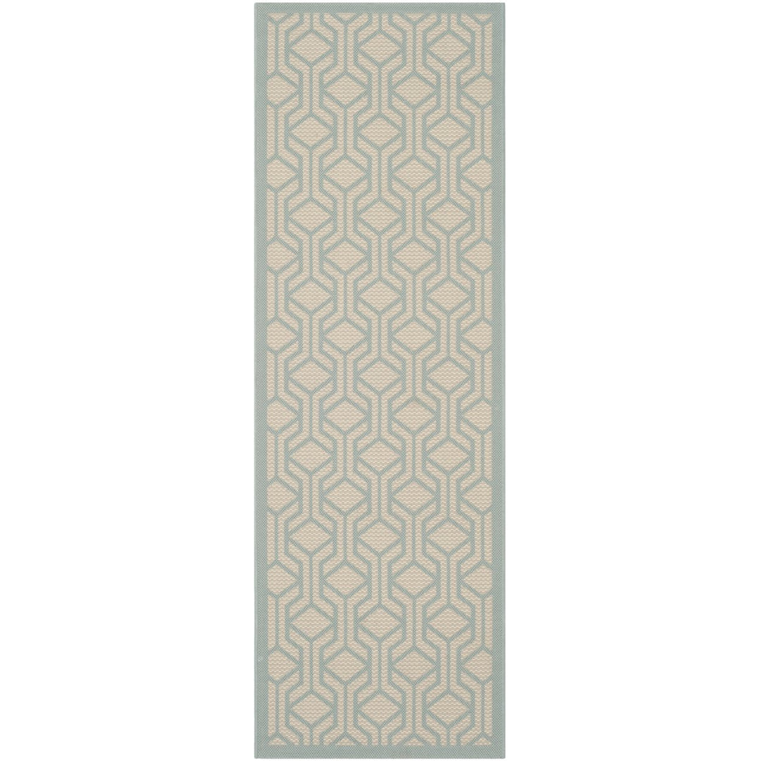 SAFAVIEH Indoor Outdoor CY6114-213 Courtyard Beige / Aqua Rug Image 1