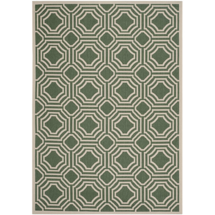 SAFAVIEH Outdoor CY6112-332 Courtyard Dark Green / Beige Rug Image 1