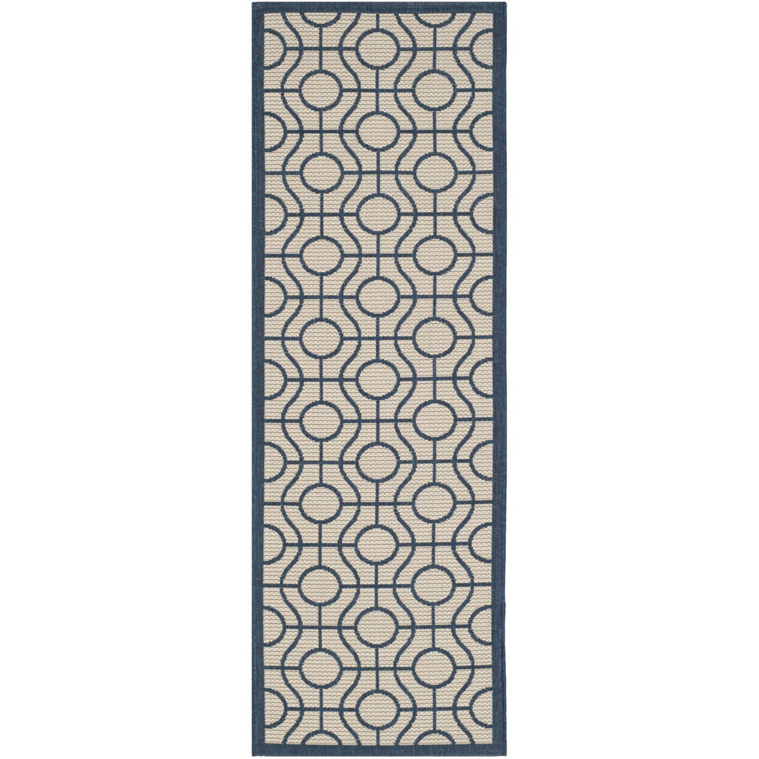 SAFAVIEH Indoor Outdoor CY6115-258 Courtyard Beige / Navy Rug Image 1