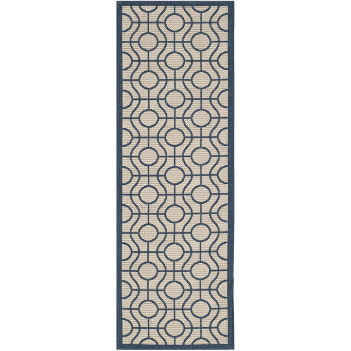 SAFAVIEH Indoor Outdoor CY6115-258 Courtyard Beige / Navy Rug Image 1